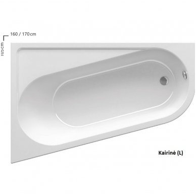 Ravak asimetrinė akrilinė vonia Chrome 170x105cm 1