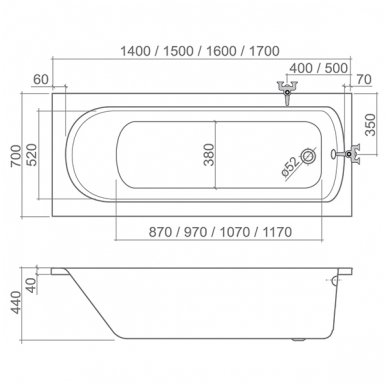 Roltechnik stačiakampė akrilinė vonia Vanessa Neo 1500x700 mm 1 Roltechnik stačiakampė akrilinė vonia Vanessa Neo 1500x700 mm 1