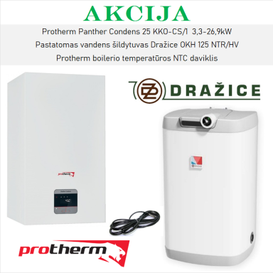 Akcijinis Protherm Panther 25KKO ir Dražice šildymo įrangos komplektas