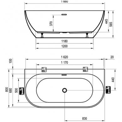 Akrilinė laisvai statoma vonia Ravak Freedom W 1660x800mm 1 Akrilinė laisvai statoma vonia Ravak Freedom W 1660x800mm 1