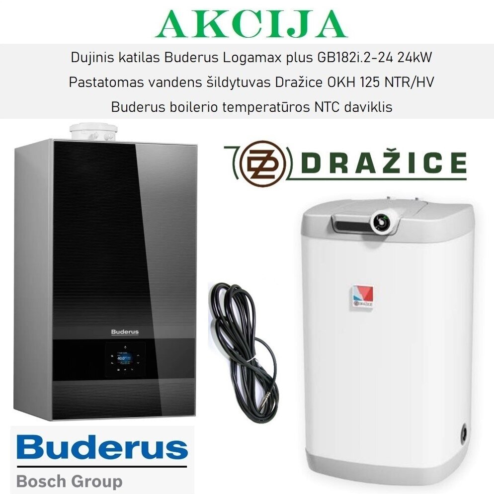 Akcijinis Buderus GB182i.2 24kW ir Dražice šildymo įrangos komplektas Akcijinis Buderus GB182i.2 24kW ir Dražice šildymo įrangos komplektas
