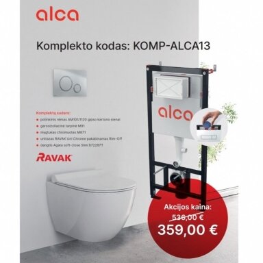 Alca Plast potinkinis WC rėmas su Ravak pakabinamu unitazu UniChrome RimOff