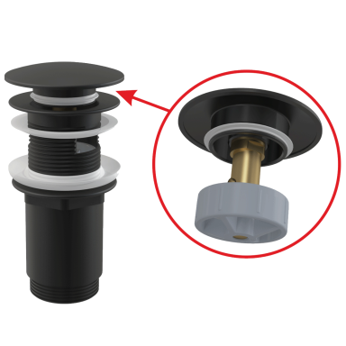 Praustuvo Click-Clack dugno vožtuvas Alca A392BLACK, juodas matinis Praustuvo Click-Clack dugno vožtuvas Alca A392BLACK, juodas matinis
