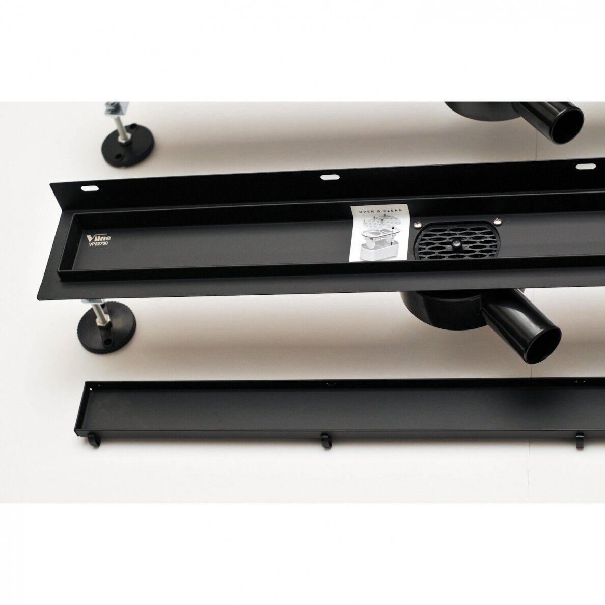 Dušo latakas "VLINE 360Pro L, Black" 900mm montavimui prie sienos Dušo latakas "VLINE 360Pro L, Black" 900mm montavimui prie sienos