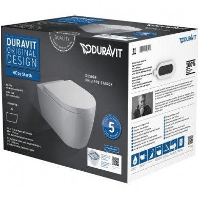 Duravit My by Starck pakabinamas unitazas Rimless su lėtai nusileidžiančiu dangčiu 3