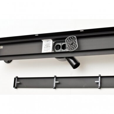Dušo latakas "VLINE 360Pro L, Black" 900mm montavimui prie sienos 4