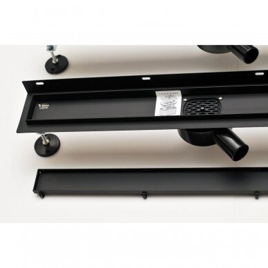 Dušo latakas "VLINE 360Pro L, Black" 900mm montavimui prie sienos Dušo latakas "VLINE 360Pro L, Black" 900mm montavimui prie sienos