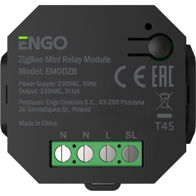 ENGO belaidis relės modulis su „ZigBee“ kartotuvo funkcija, 230V ENGO belaidis relės modulis su „ZigBee“ kartotuvo funkcija, 230V