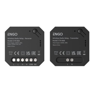ENGO ETR-868 belaidė relė, 868MHz, 230V