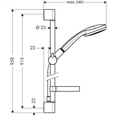 Hansgrohe dušo komplektas Croma 100, 90cm 27771000 1 Hansgrohe dušo komplektas Croma 100, 90cm 27771000 1