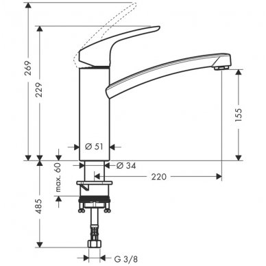 Hansgrohe maišytuvas plautuvei Focus M41 160, 31806000 1 Hansgrohe maišytuvas plautuvei Focus M41 160, 31806000 1