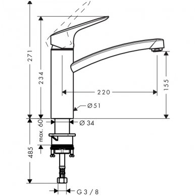 Hansgrohe maišytuvas plautuvei Logis M31 160, 71832000 1