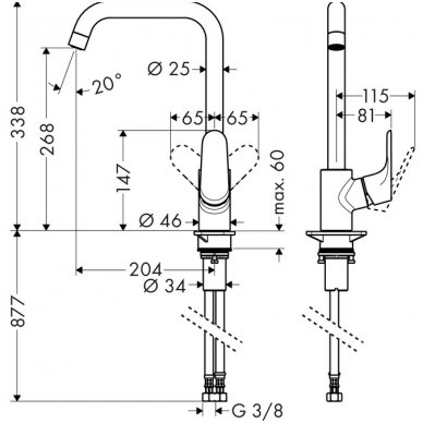 Hansgrohe maišytuvas plautuvei Focus M41 260, 31820000 1 Hansgrohe maišytuvas plautuvei Focus M41 260, 31820000 1