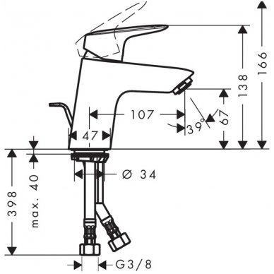 Hansgrohe maišytuvas praustuvui Logis 70 1