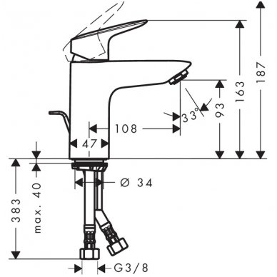 Hansgrohe maišytuvas praustuvui Logis 100 1