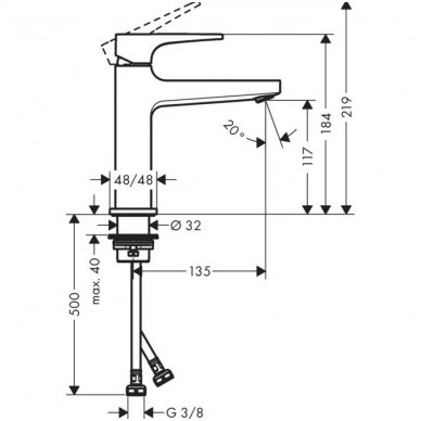 Hansgrohe maišytuvas praustuvui Metropol 32507000 1 Hansgrohe maišytuvas praustuvui Metropol 32507000 1