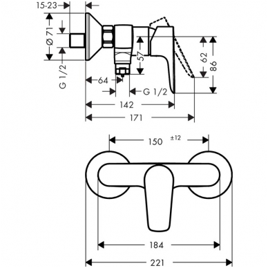 Hansgrohe maišytuvas dušui Talis E 71760670 1
