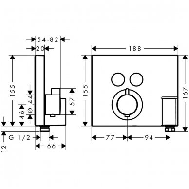 Hansgrohe Select virštinkinė dalis termostatiniam maišytuvui 2-jų funkcijų su laikikliu 15765000 3