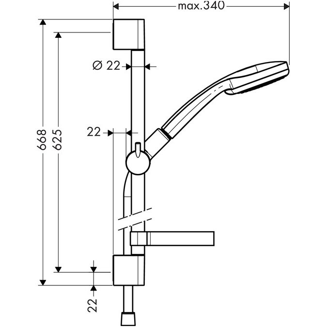 Hansgrohe dušo komplektas Croma 100, 65cm 27772000 1