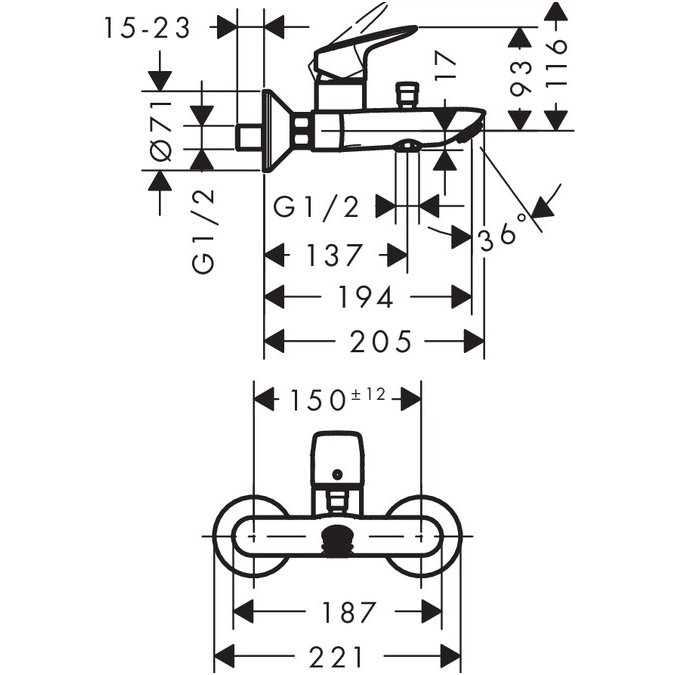 Hansgrohe maišytuvas voniai Logis 1 Hansgrohe maišytuvas voniai Logis 1