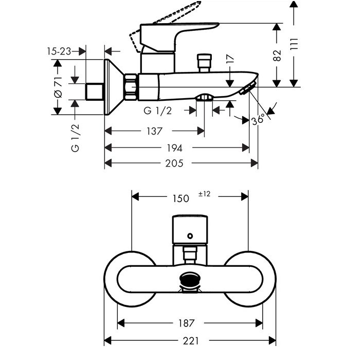 Hansgrohe maišytuvas voniai Talis E 1