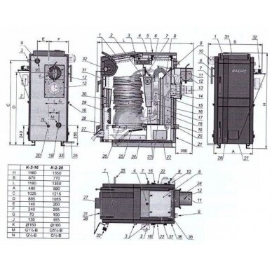 Kieto kuro katilas Kalvis K-2-16N 1 Kieto kuro katilas Kalvis K-2-16N 1