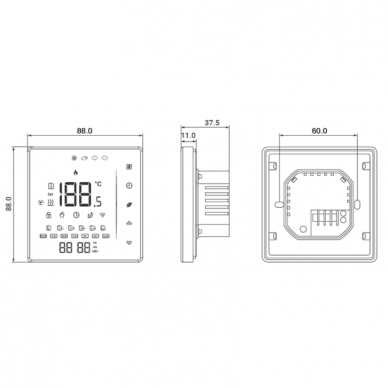 Konveka potinkinis laidinis patalpos termostatas TW 230/16W, WiFi 2 Konveka potinkinis laidinis patalpos termostatas TW 230/16W, WiFi 2