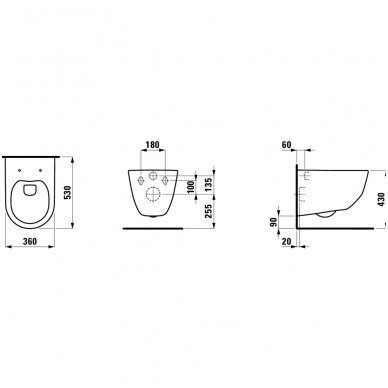 Laufen PRO pakabinamas unitazas Rimless su plonu lėtai nusileidžiančiu dangčiu 3