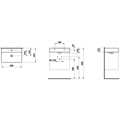 Laufen VAL praustuvas 60x42cm 810283 1 Laufen VAL praustuvas 60x42cm 810283 1