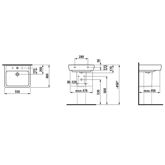Laufen PRO A praustuvas 55x48cm 818951 1