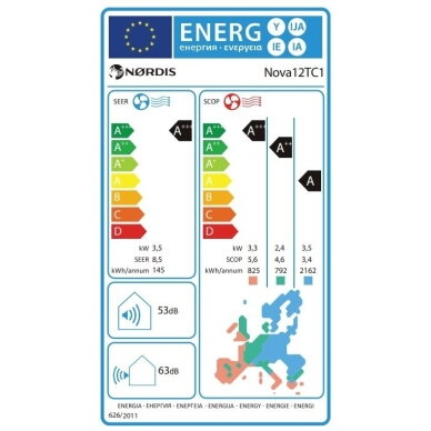 NORDIS oro kondicionierius Nova 3,51/3,80 kW su WiFi 3 NORDIS oro kondicionierius Nova 3,51/3,80 kW su WiFi 3