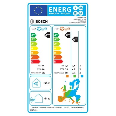 Oro kondicionierius Bosch Climate 6000i 3,5/3,9kW 2 Oro kondicionierius Bosch Climate 6000i 3,5/3,9kW 2