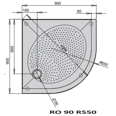 PAA akmens masės dušo padėklas ART RO 90x90 + panelis ir kojos 2