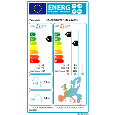 Panasonic oro kondicionierius Etherea Z42CKE 4,2/5,3kW 3