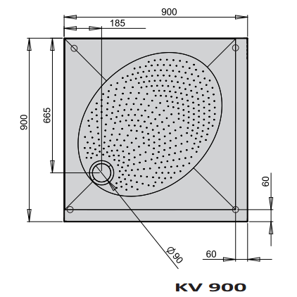 PAA akmens masės dušo padėklas ART KV 80x80 + panelis ir kojos 1
