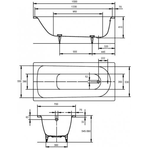 Plieninė vonia Kaldewei Saniform Plus 150x70cm 2 Plieninė vonia Kaldewei Saniform Plus 150x70cm 2