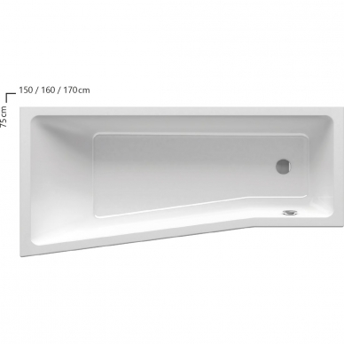 Ravak asimetrinė akrilinė vonia BeHappy II 150x75cm 1