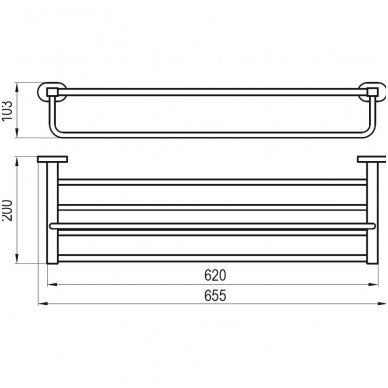 Ravak Chrome rankšluosčių lentynėlė su laikikliu CR 330.00 1 Ravak Chrome rankšluosčių lentynėlė su laikikliu CR 330.00 1