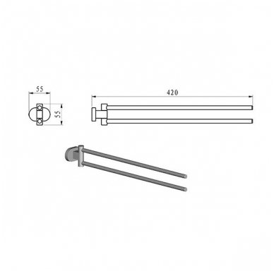 Ravak Chrome dvigubas pasukamas rankšluosčių laikiklis CR 340.00 1