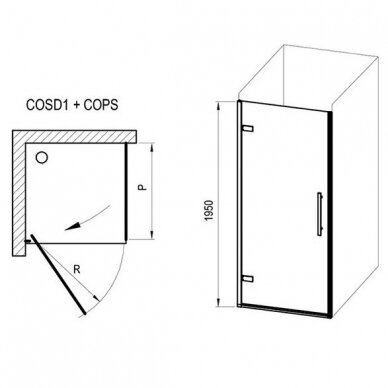 Ravak dušo kabina Cool! COSD1-80 + COPS-80 chromas, stiklas Transparent 3