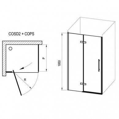 Ravak dušo kabina Cool! COSD2-100 + COPS-90 chromas, stiklas Transparent 2
