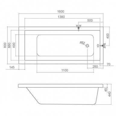 Roltechnik stačiakampė akrilinė vonia Kubic Neo 1600x800 mm 1