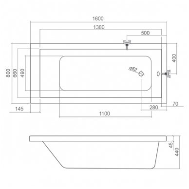 Roltechnik stačiakampė akrilinė vonia Kubic Neo 1600x800 mm 1 Roltechnik stačiakampė akrilinė vonia Kubic Neo 1600x800 mm 1