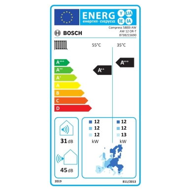 Šilumos siurblys oras-vanduo Bosch Compress 5800i AW 12 OR-T 3 Šilumos siurblys oras-vanduo Bosch Compress 5800i AW 12 OR-T 3